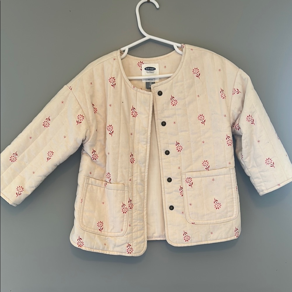 Old Navy Cream and Red Jacket Quilted Design